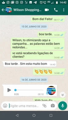 Print de depoimento no WhatsApp