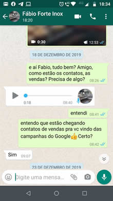 Print de depoimento no WhatsApp
