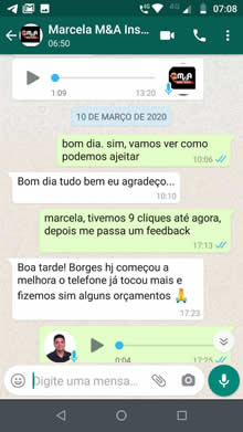 Print de depoimento no WhatsApp