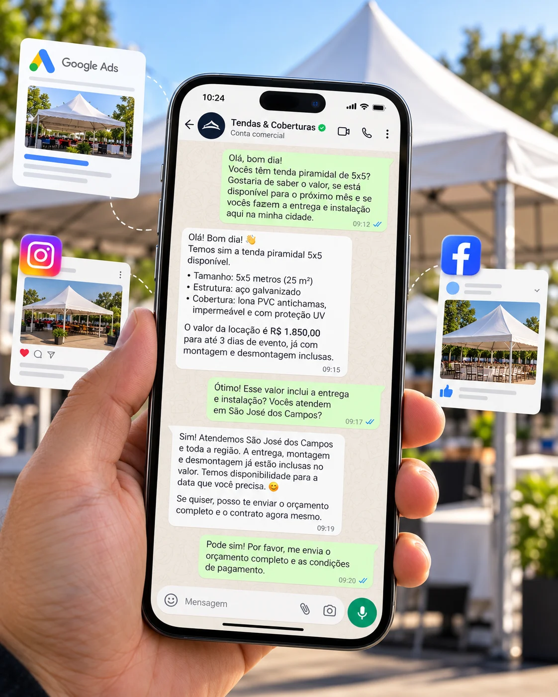 Captação de clientes para tendas via WhatsApp Captação de clientes para tendas via WhatsApp